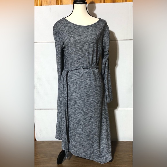 SIMPLY VERA size Large Vera Wang Gray LONG SLEEVE Dress cloth tie belt. - Picture 3 of 10